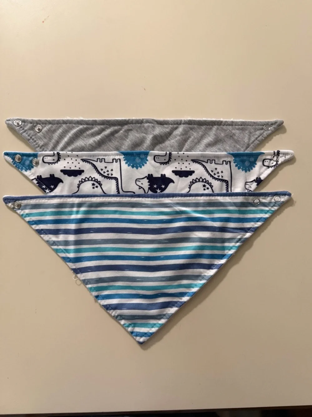 Baby Bandana Bibs - Blue Stripe & Dino Set